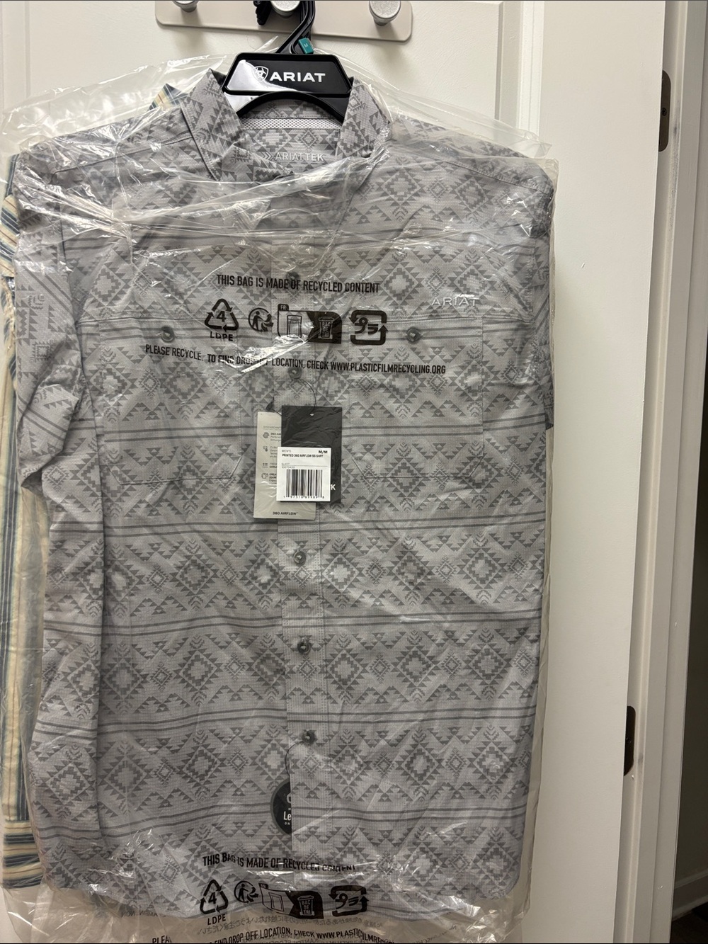 Ariat Light Gray Geometric Print Button-Down Shirt